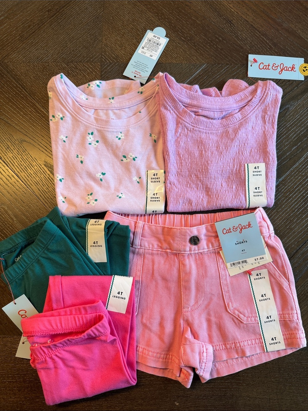 Cat & Jack Shorts, Leggings, Tees Bundle for Girls Toddler Size 4T New NWT